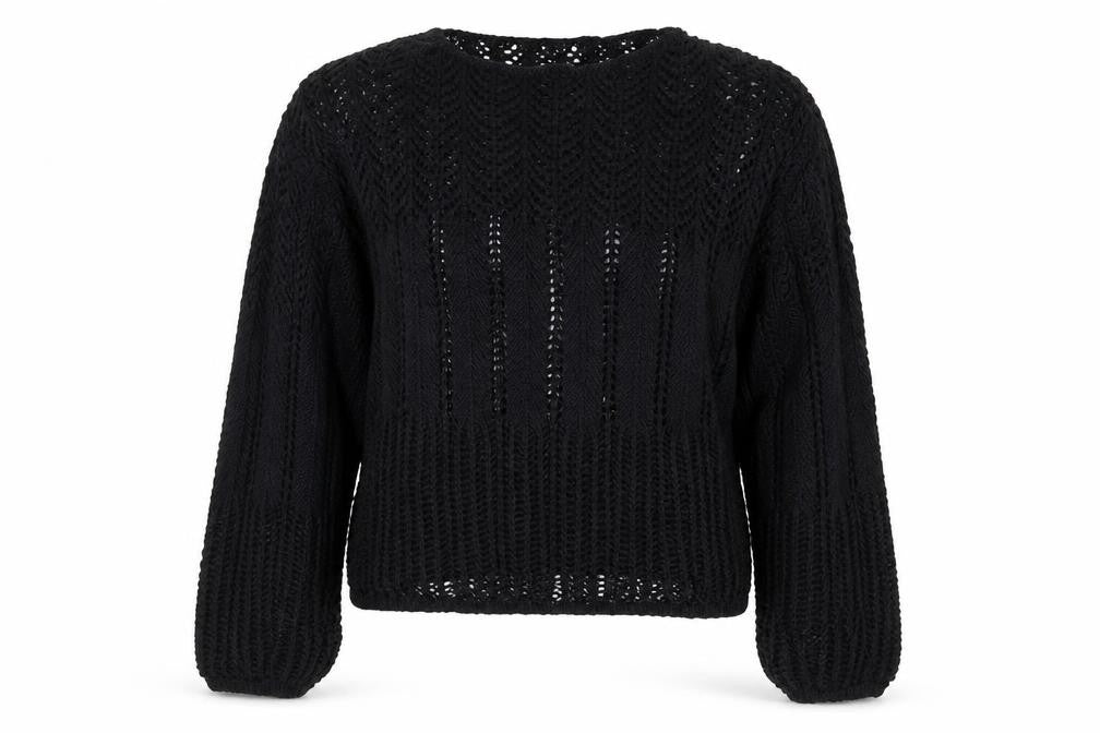 Mango Women’s Black M Cable Knit Open-Knit Long Sleeve Jumper