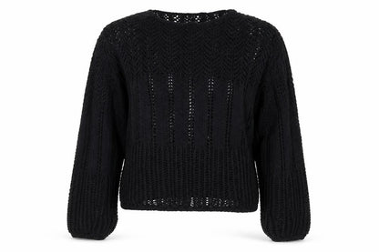 Mango Women’s Black M Cable Knit Open-Knit Long Sleeve Jumper