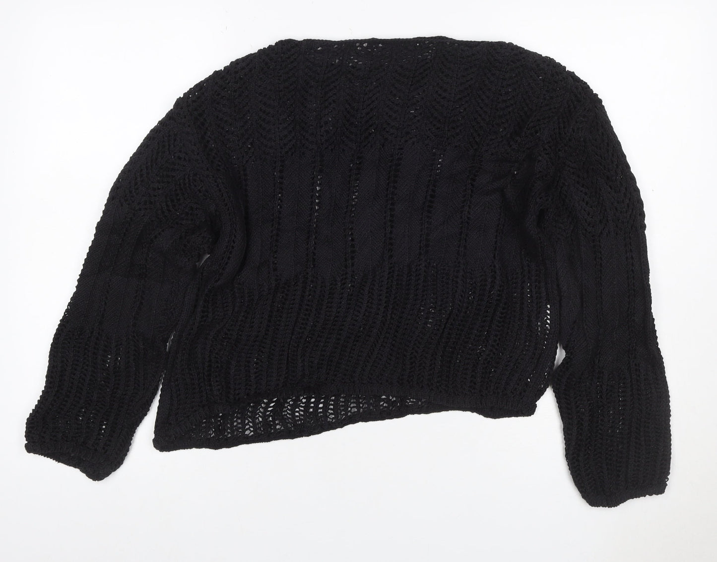 MNG Women’s Black M Cable Knit Open-Knit Long Sleeve Jumper