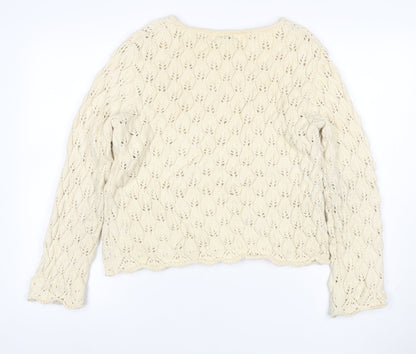 Alex & Co Women Ivory UK 20 Wool Blend Open Knit Pullover Jumper
