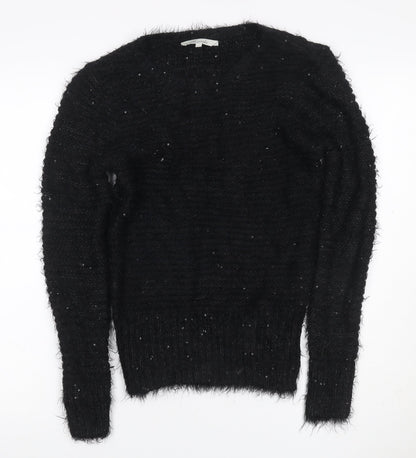 Brooks Women’s Black Size 12 Sequin Fuzzy Knit Pullover Jumper