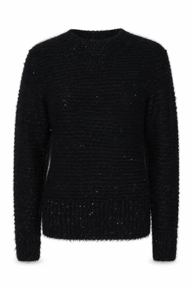 Brooks Women’s Black Size 12 Sequin Fuzzy Knit Pullover Jumper