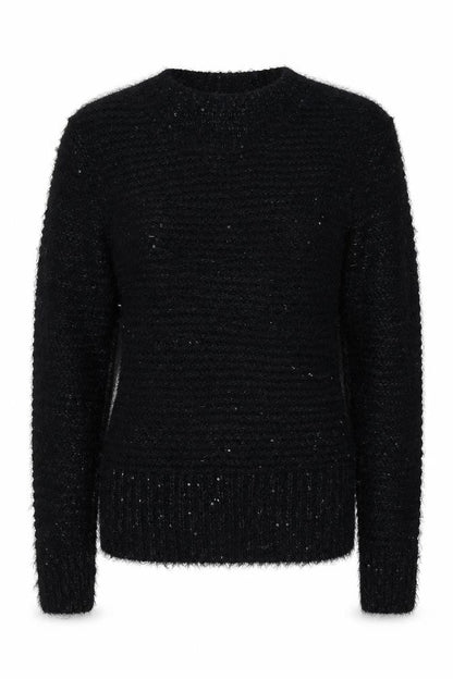 Brooks Women’s Black Size 12 Sequin Fuzzy Knit Pullover Jumper