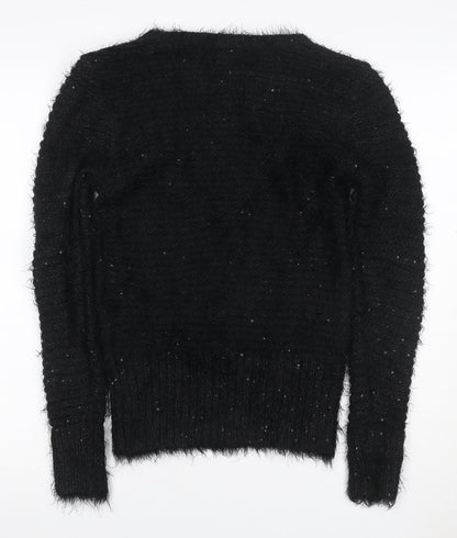 Brooks Women’s Black Size 12 Sequin Fuzzy Knit Pullover Jumper