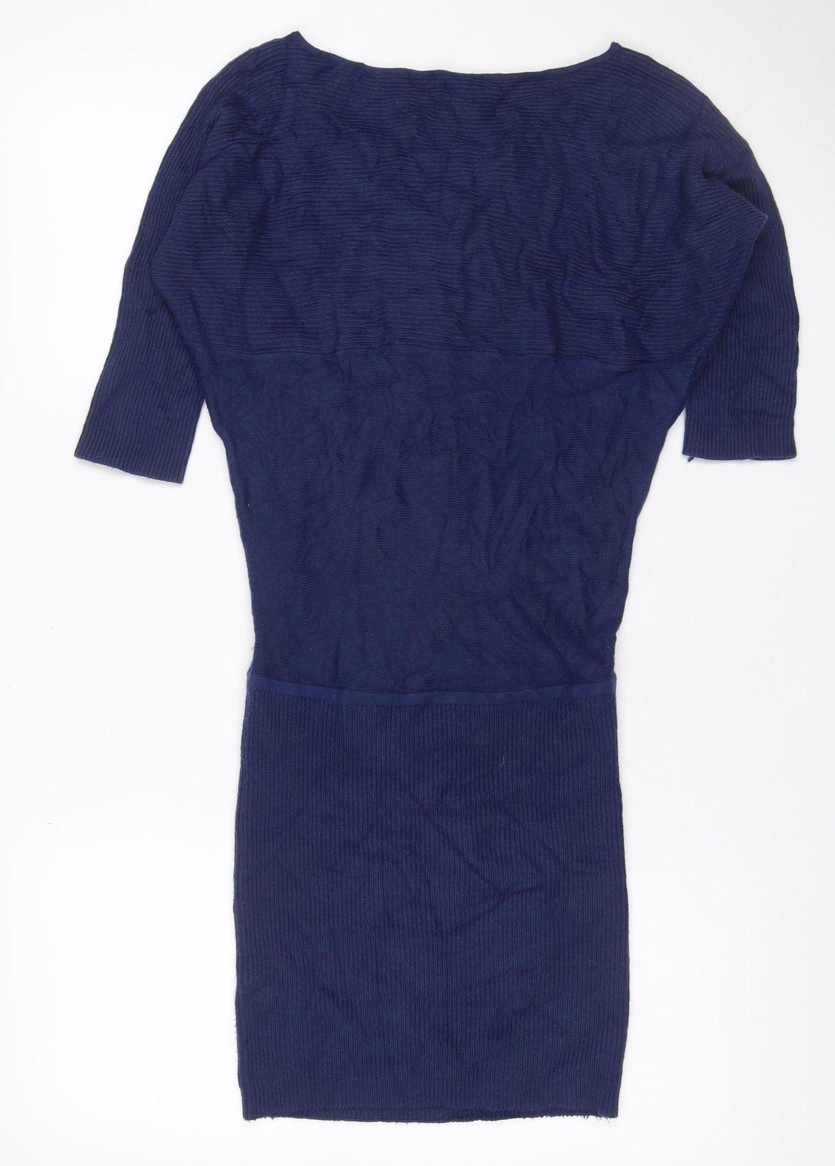 Armani Exchange Women Blue XL Knit Jumper Dress Long Sleeve V-Neck
