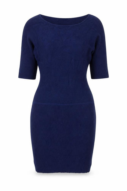 Armani Exchange Women Blue XL Knit Jumper Dress Long Sleeve V-Neck
