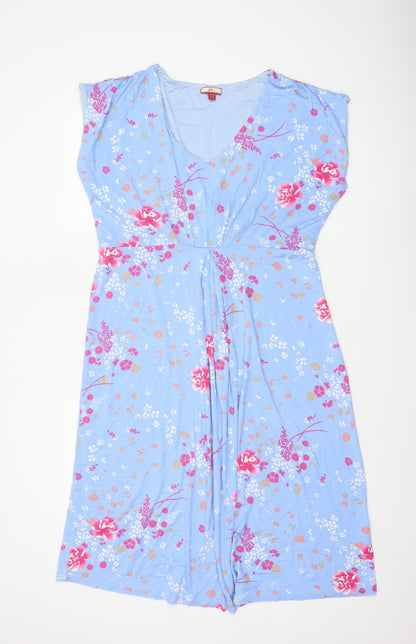 Joe Browns Women Blue Floral Midi Fit & Flare Dress UK 16 V-Neck