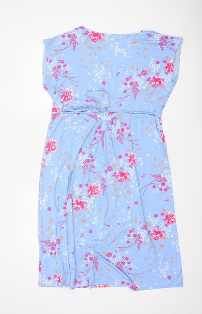 Joe Browns Women Blue Floral Midi Fit & Flare Dress UK 16 V-Neck