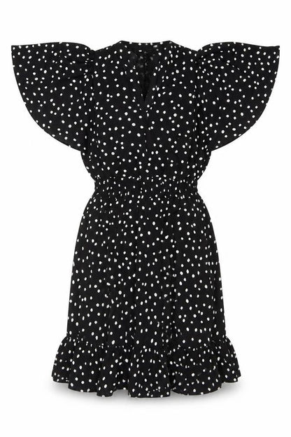 AX Paris Women Black Polka Dot Size 16 Off Shoulder Fit & Flare Dress