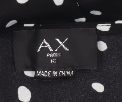 AX Paris Women Black Polka Dot Size 16 Off Shoulder Fit & Flare Dress