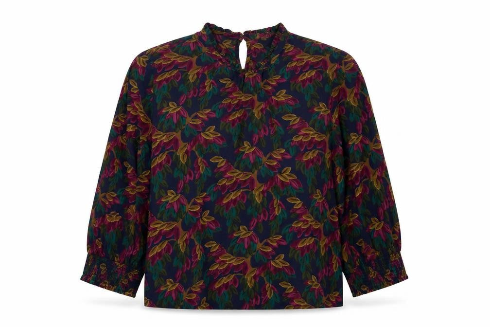 Seasalt Cornwall Women Multicoloured UK 20 Floral V-Neck 3/4 Sleeve Blouse