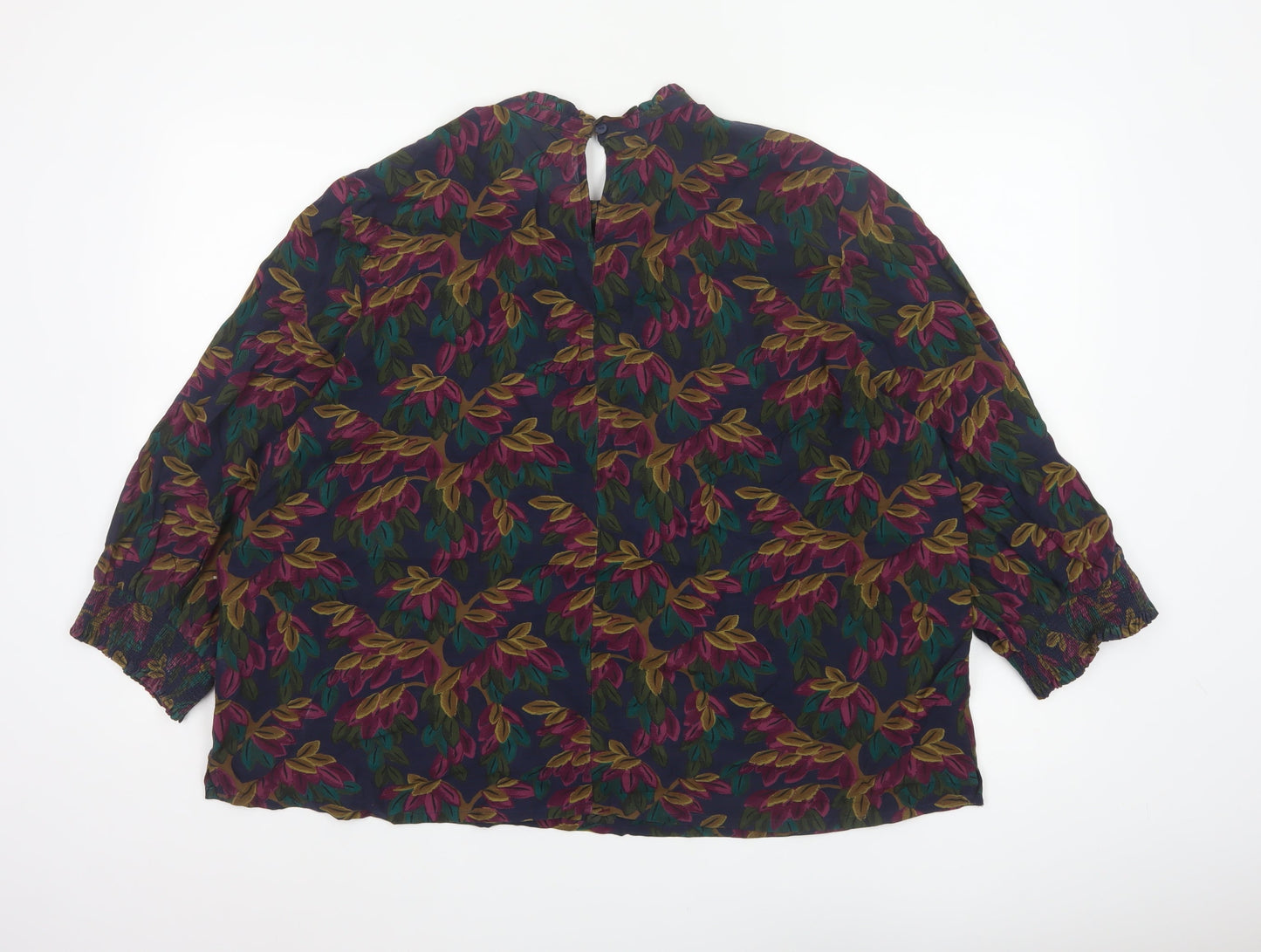 Seasalt Cornwall Women Multicoloured UK 20 Floral V-Neck 3/4 Sleeve Blouse