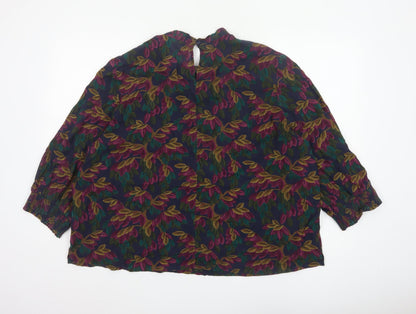 Seasalt Cornwall Women Multicoloured UK 20 Floral V-Neck 3/4 Sleeve Blouse