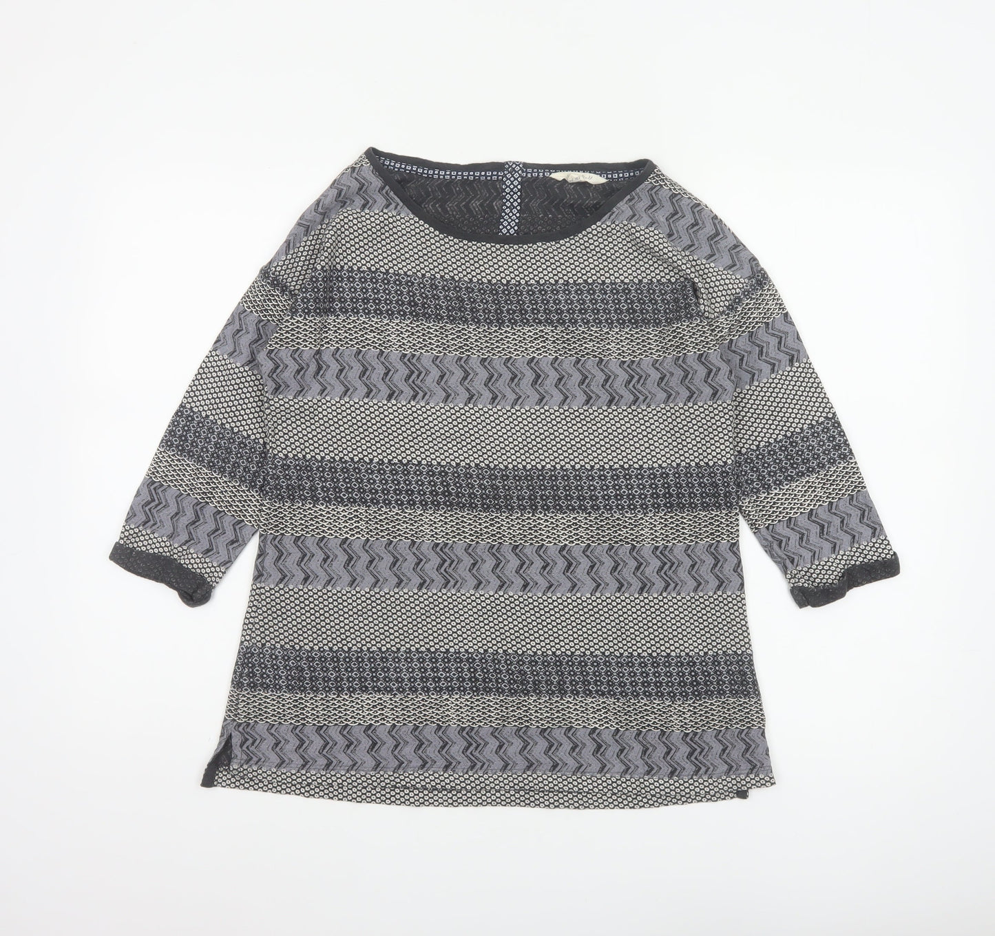 White Stuff Women Black Grey Geometric Cotton Tunic Blouse UK 10
