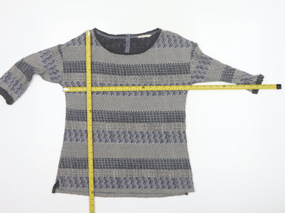 White Stuff Women Black Grey Geometric Cotton Tunic Blouse UK 10