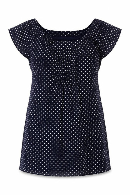Ronni Nicole Women Blue Polka Dot Fit & Flare Dress UK 18 Ruffle