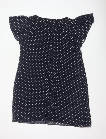 Ronni Nicole Women Blue Polka Dot Fit & Flare Dress UK 18 Ruffle