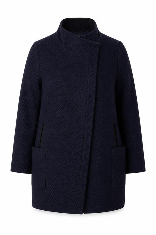Dorothy Perkins Women’s Navy Blue Textured Overcoat UK 16 Lined