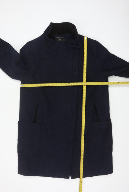 Dorothy Perkins Women’s Navy Blue Textured Overcoat UK 16 Lined