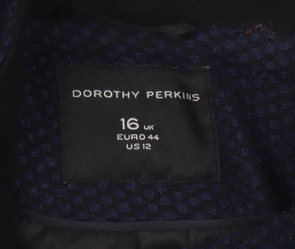 Dorothy Perkins Women’s Navy Blue Textured Overcoat UK 16 Lined