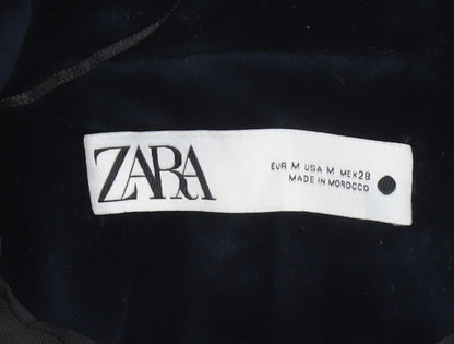 Zara Women’s Navy Blue Velvet Double-Breasted Tuxedo Blazer Size M