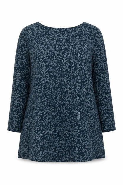 Lily Originals Women’s Blue Floral Jersey Tunic Blouse UK 18 Long Sleeve