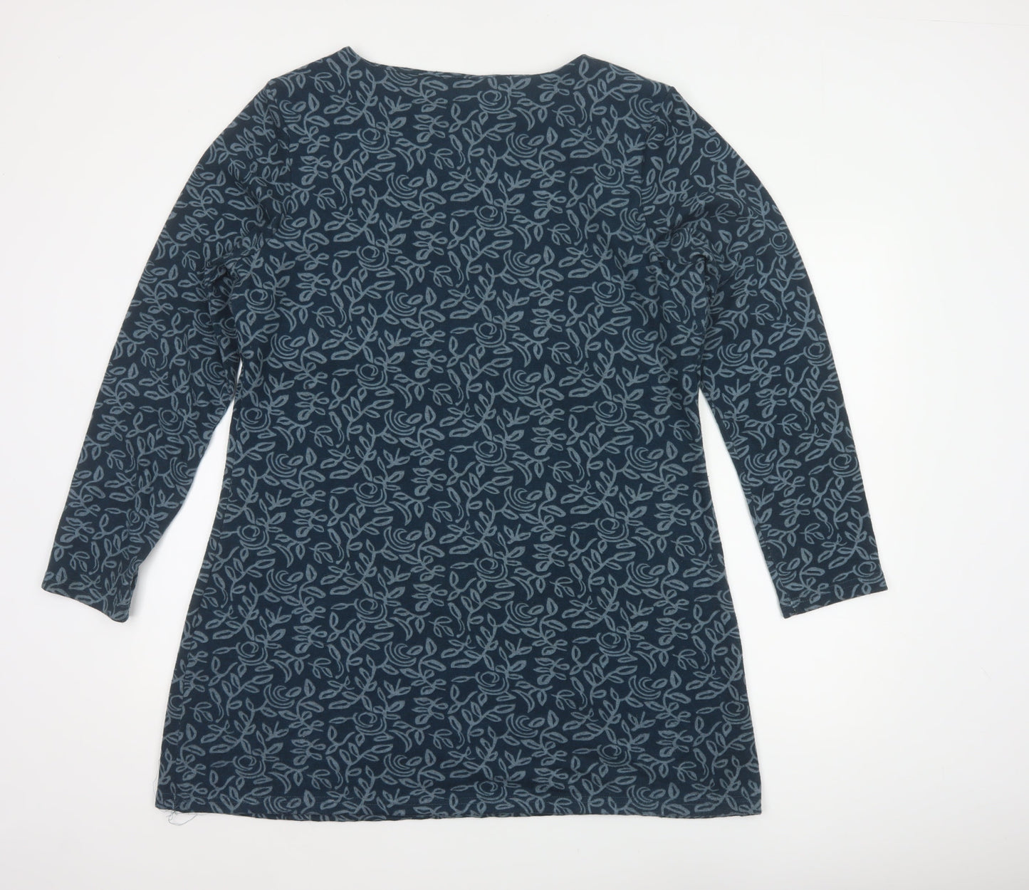 Lily Originals Women’s Blue Floral Jersey Tunic Blouse UK 18 Long Sleeve
