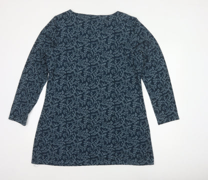 Lily Originals Women’s Blue Floral Jersey Tunic Blouse UK 18 Long Sleeve