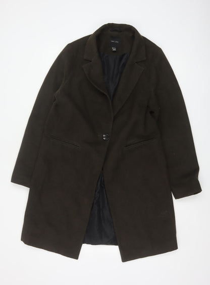 New Look Women’s Brown UK 12 Long Single-Breasted Overcoat