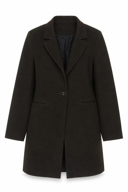 New Look Women’s Brown UK 12 Long Single-Breasted Overcoat