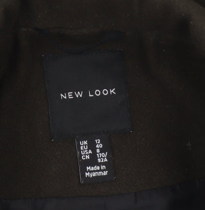 New Look Women’s Brown UK 12 Long Single-Breasted Overcoat