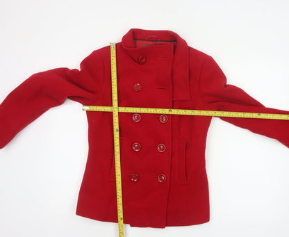 Marks and Spencer Women's Red UK 10 Wool Pea Coat