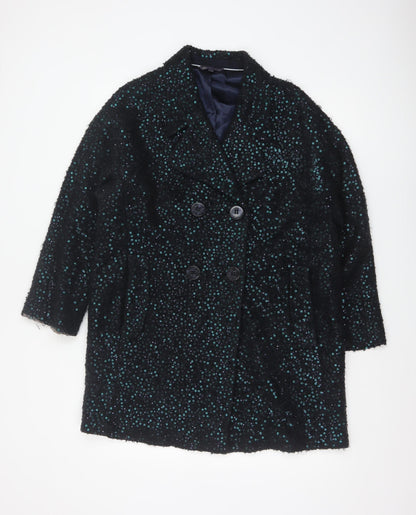 M&S Women’s Black Size 14 Sequin Double Breasted Pea Coat
