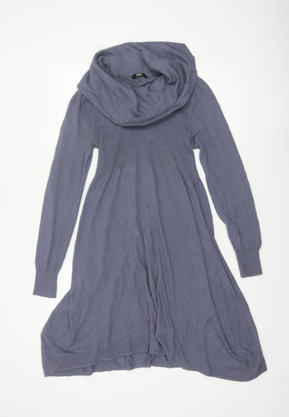 Marks and Spencer Women Blue UK 12 Cowl Neck Knit Jumper Dress