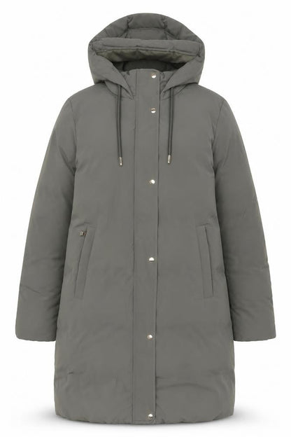 Zara Women Grey S Long Hooded Puffer Coat Padded Zip Pockets