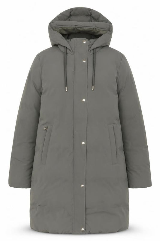 Zara Women Grey S Long Hooded Puffer Coat Padded Zip Pockets