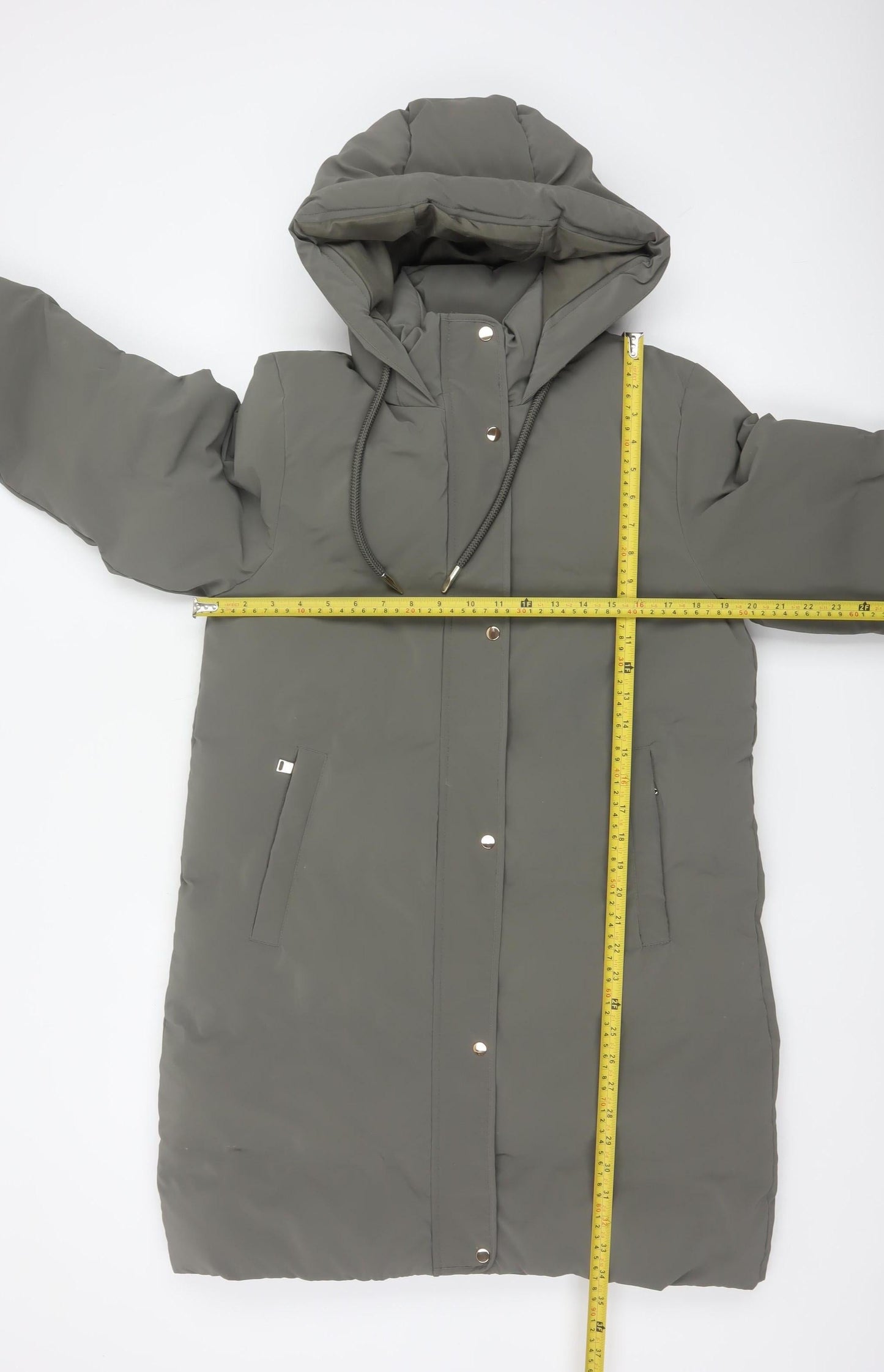 Zara Women Grey S Long Hooded Puffer Coat Padded Zip Pockets