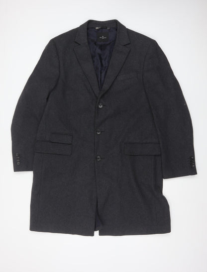Jeff Banks Men’s Grey Wool Blend Overcoat L 42in Classic Smart Coat