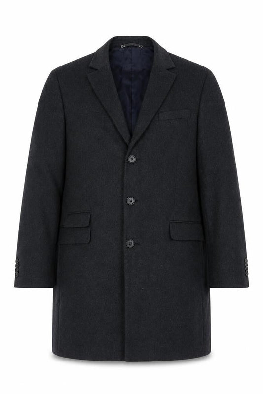Jeff Banks Men’s Grey Wool Blend Overcoat L 42in Classic Smart Coat