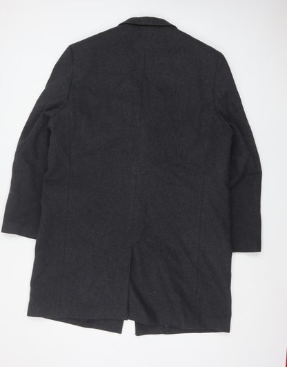 Jeff Banks Men’s Grey Wool Blend Overcoat L 42in Classic Smart Coat