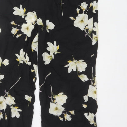Dorothy Perkins Women Black Floral UK 10 Sleeveless Wide-Leg Jumpsuit