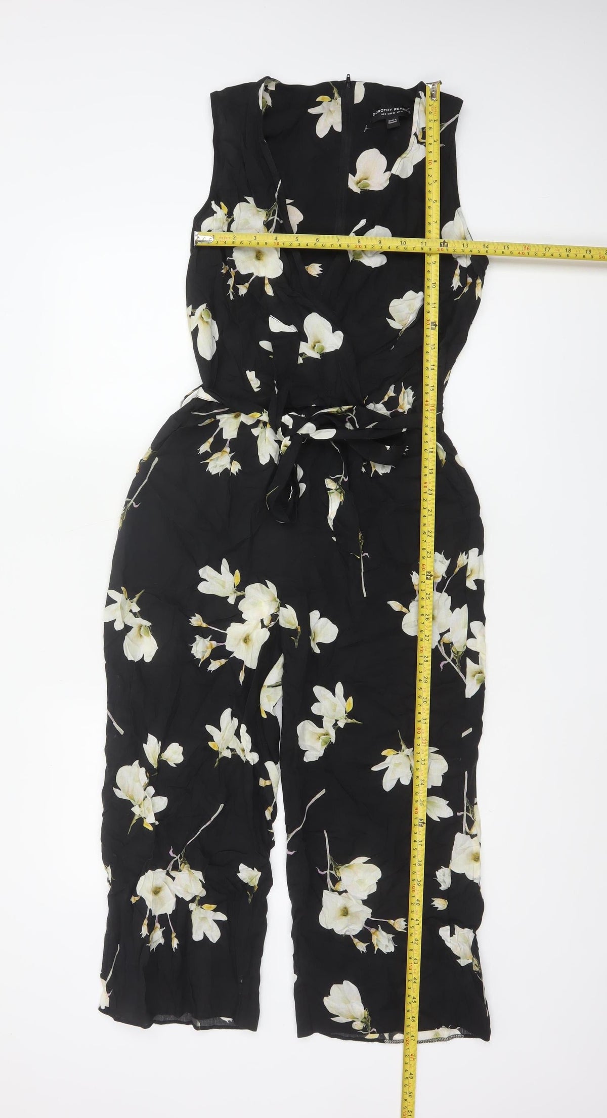 Dorothy Perkins Women Black Floral UK 10 Sleeveless Wide-Leg Jumpsuit