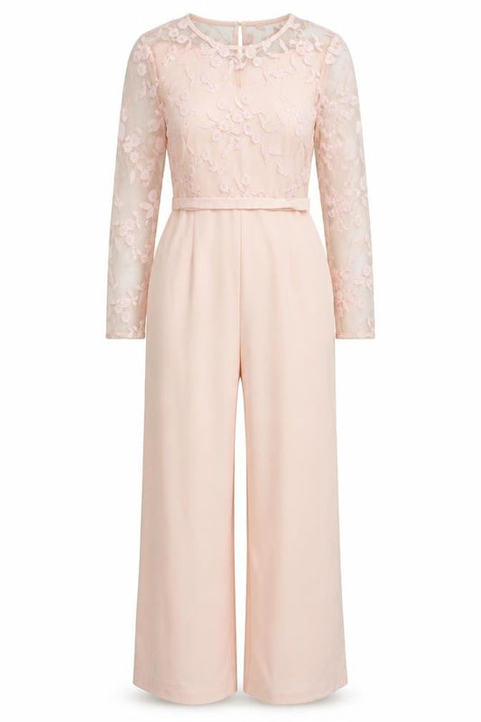 Coast Women Pink UK 14 Floral Lace Wide-Leg Occasion Jumpsuit