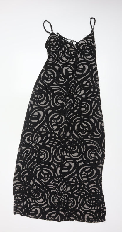Jasper Conran Women Black Grey UK 10 Geometric Strappy Maxi Dress