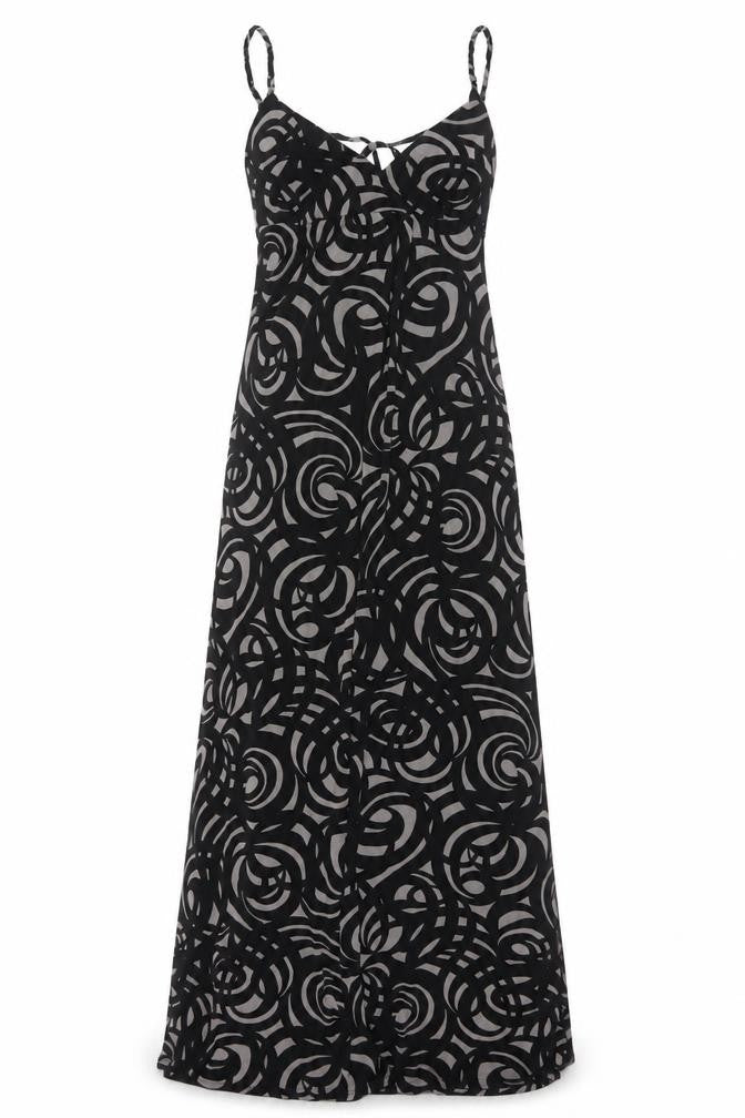 Jasper Conran Women Black Grey UK 10 Geometric Strappy Maxi Dress