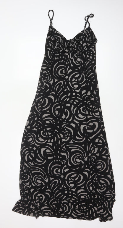 Jasper Conran Women Black Grey UK 10 Geometric Strappy Maxi Dress
