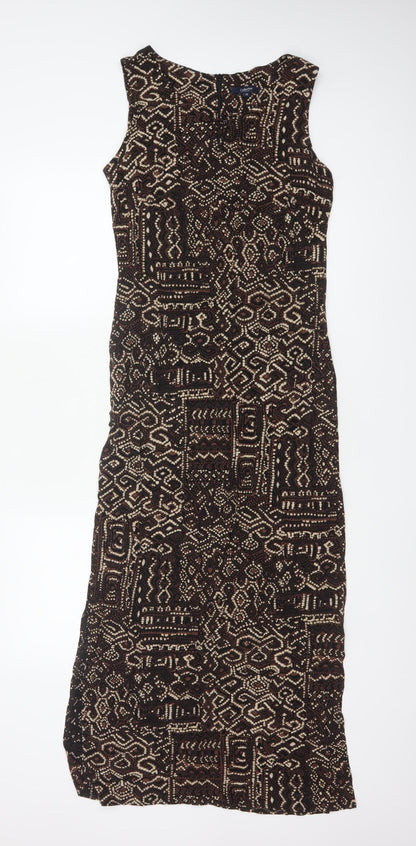 Debenhams Collection Women Brown Geometric UK 10 Long Maxi Dress