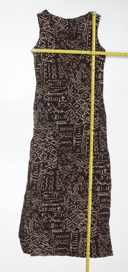Debenhams Collection Women Brown Geometric UK 10 Long Maxi Dress