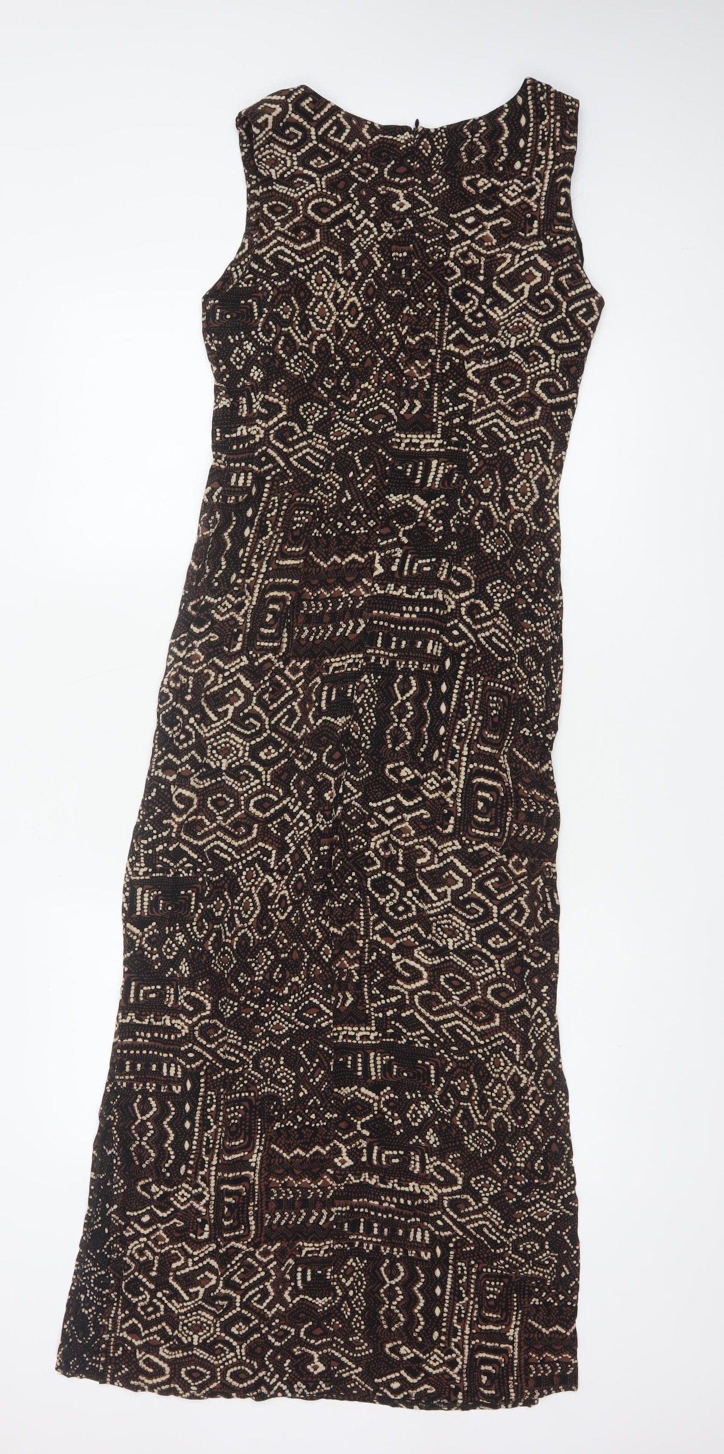 Debenhams Collection Women Brown Geometric UK 10 Long Maxi Dress