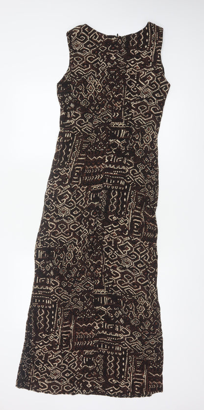 Debenhams Collection Women Brown Geometric UK 10 Long Maxi Dress